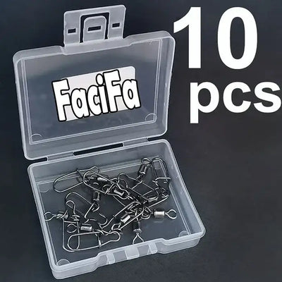 Stainless steel rolling swivel snap connectors, 10-piece set in clear storage case
