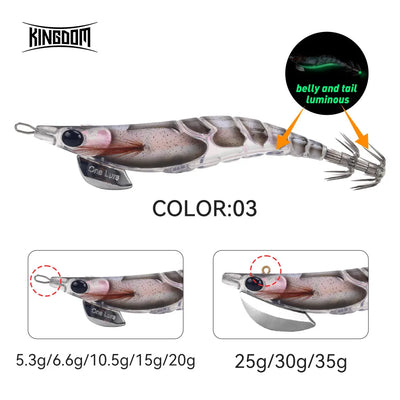 Silver gray squid jig lure with pink head, translucent body, and twin treble hooks