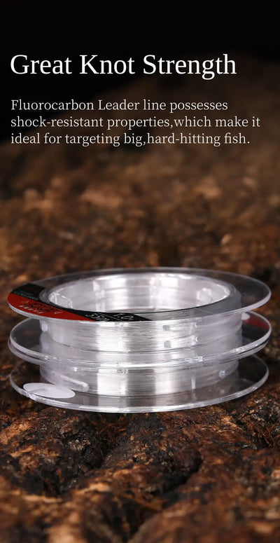EX8 fluorocarbon leader line spool, clear coiled line