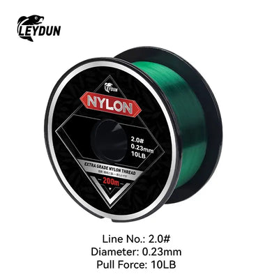 LEYDUN Super Strong Nylon Fishing Line 200m Japan Durable Monofilament Wire Sea Freshwater Main Line Leader Fishing Wire 2-20LB - - Cast N Go