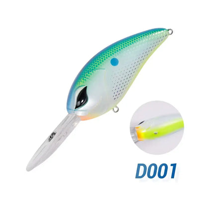 Floating minnow crankbait lure, blue-teal top with white belly and honeycomb scale pattern
