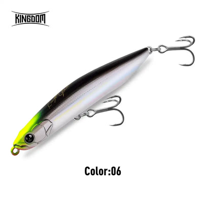 Fishing lure with black back, pale silver body, and two treble hooks