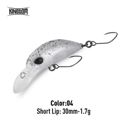 Artificial crankbait minnow lure, silver gray speckled, short lip, with treble hooks
