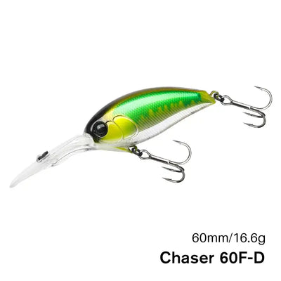 TSURINOYA crankbait fishing lure, green back with silver sides and treble hooks
