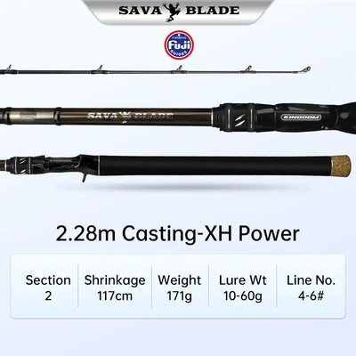 Kingdom Sava Blade Casting Fishing Rod | 2-Piece 30T Carbon