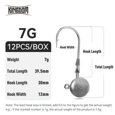 7g lead head jig hook with triple-edge soft plastic hook, round lead and eyelet