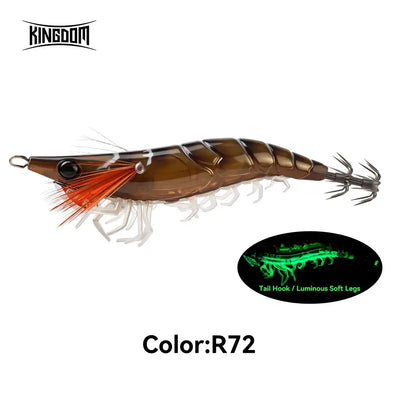 Luminous squid jig with soft legs, R72 (brown/amber body with orange tail)