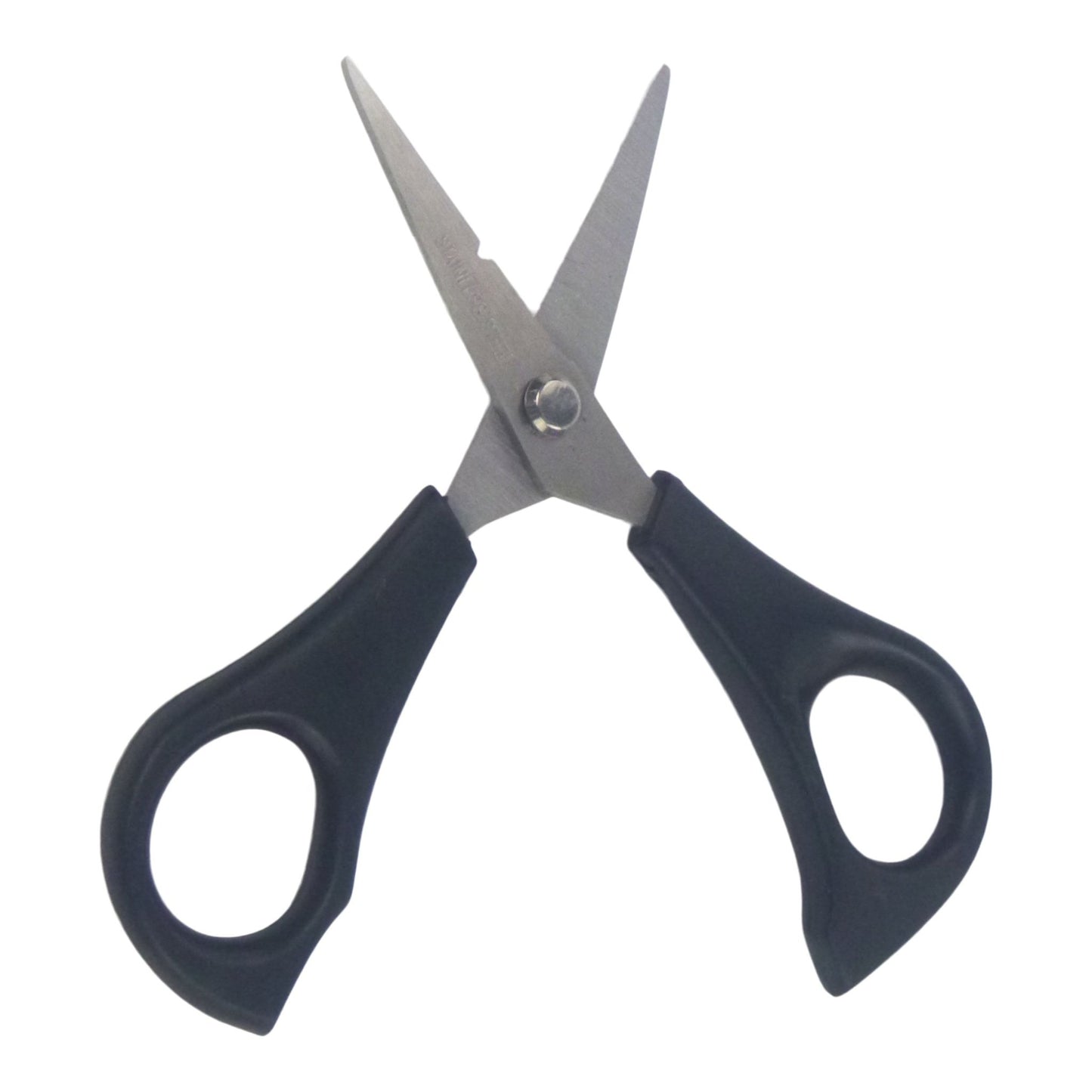 Fishing line scissors with pointed stainless steel blades and dark blue handles