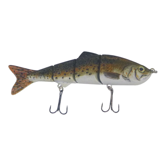 Perch-pattern hard body swimbait lure with two treble hooks, 4 segments