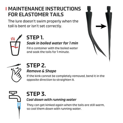 Swimbait tail maintenance instructions for straightening bent tail