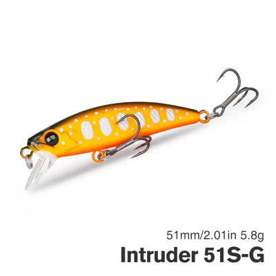 TSURINOYA sinking minnow intruder lure, orange with white spot markings