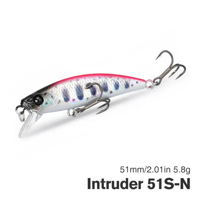 TSURINOYA sinking minnow intruder lure, silver with red-blue patterned back