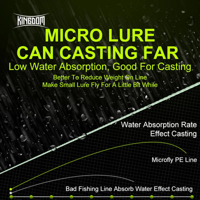 Microfly PE fishing line, green braided line for far casting with low water absorption