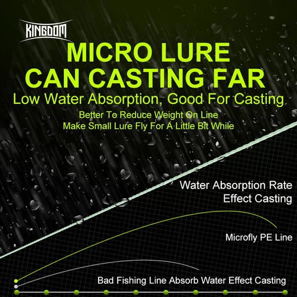 Microfly PE fishing line, green braided line for far casting with low water absorption