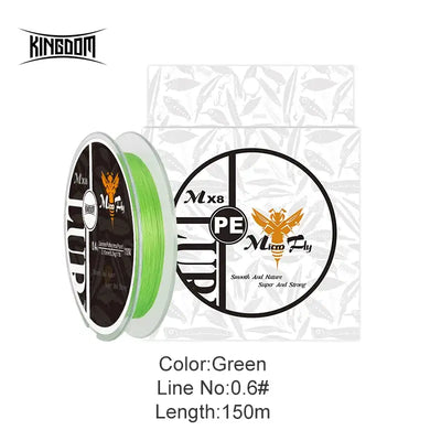 Braided PE fishing line spool, green line 0.6#, length 150m, 4-strand