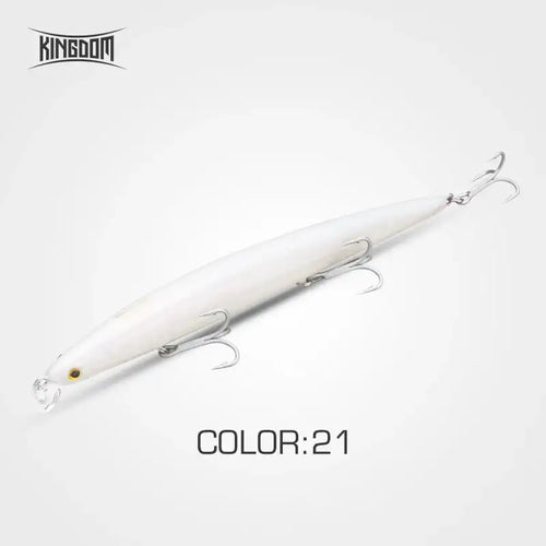 Kingdom Isca minnow lure, white body with treble hooks (Color:21)