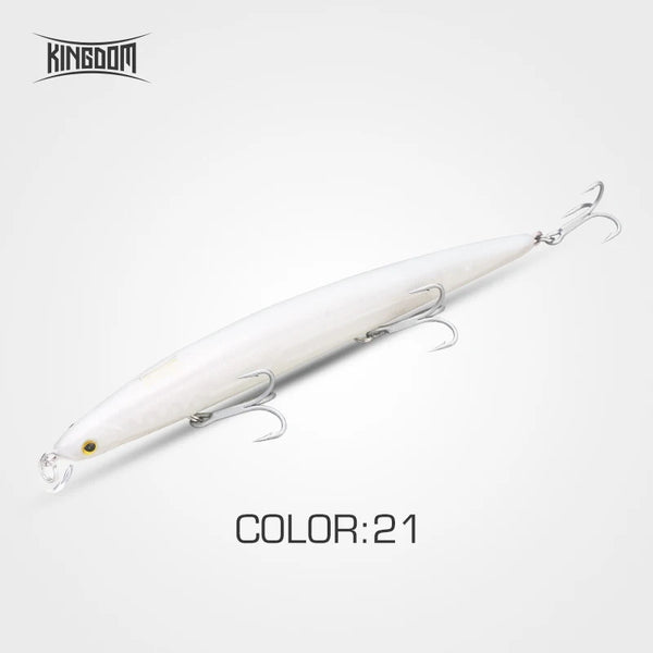 Kingdom Isca minnow lure, white body with treble hooks (Color:21)