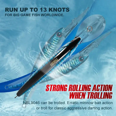 Trolling minnow wobbler lure pair, glossy blue scale pattern with diving action