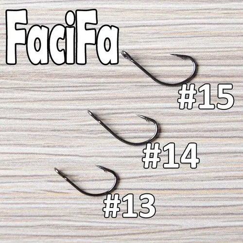 Crank fishing hooks with barbed single points: #13, #14, #15