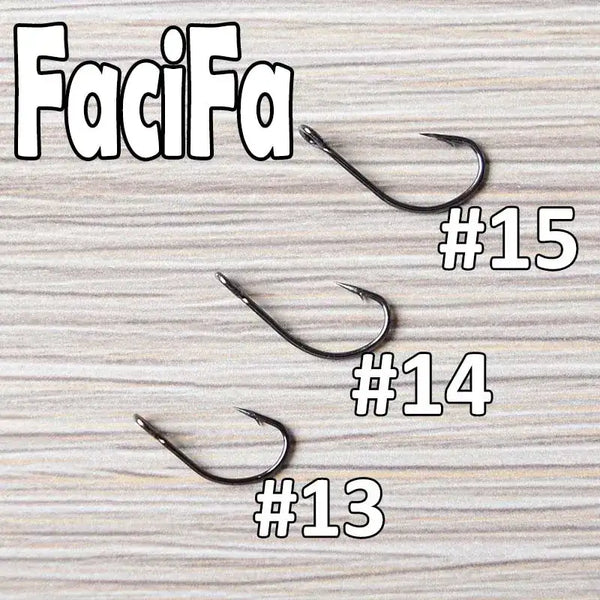 Crank fishing hooks with barbed single points: #13, #14, #15
