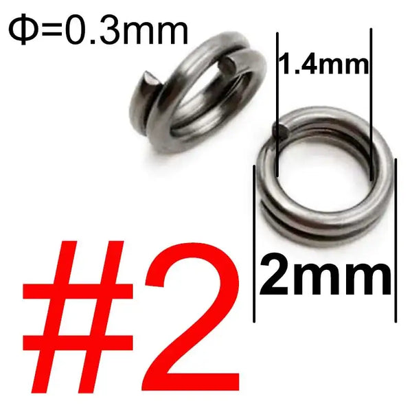 #2 stainless steel split ring connector with 1.4mm inner size and 2mm outer