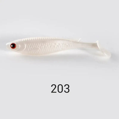 Noeby paddle tail shad swimbait NW203, white shad-style body with red eye