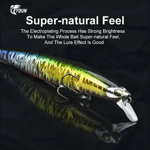 LEYDUN Floating Sea Bass Fishing Lures Baits 130mm 20g Minnow Lures with Flash Blade Hard Lure Good Action Wobblers Tackle Pike -  - Cast N Go