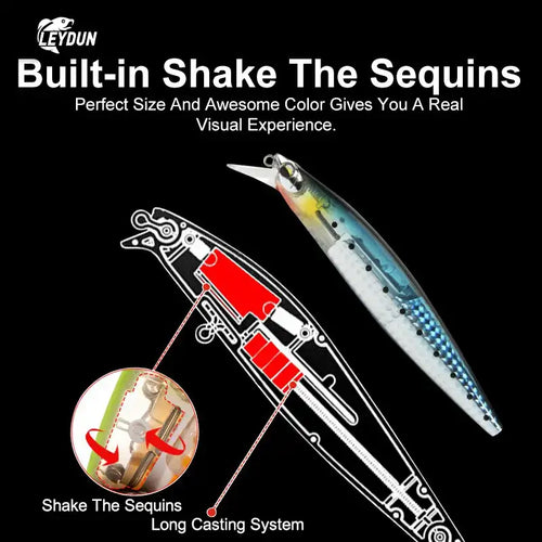 LEYDUN Floating Sea Bass Fishing Lures Baits 130mm 20g Minnow Lures with Flash Blade Hard Lure Good Action Wobblers Tackle Pike -  - Cast N Go
