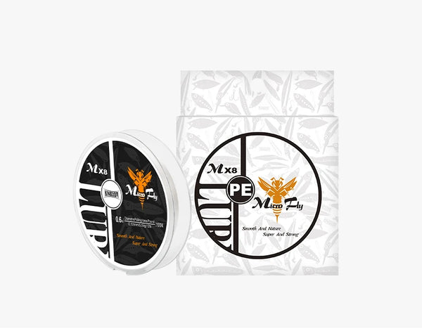 White PE braided fishing line spool set with matching bag