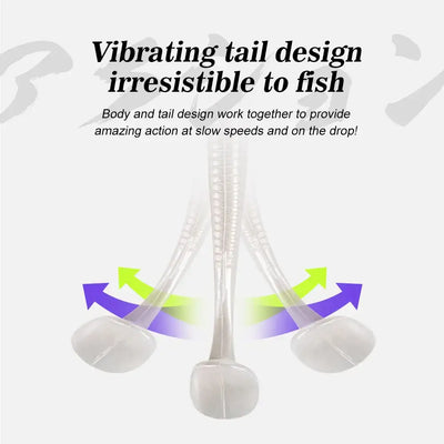 Noeby paddle tail shad swimbait with clear tail profile, white segmented body