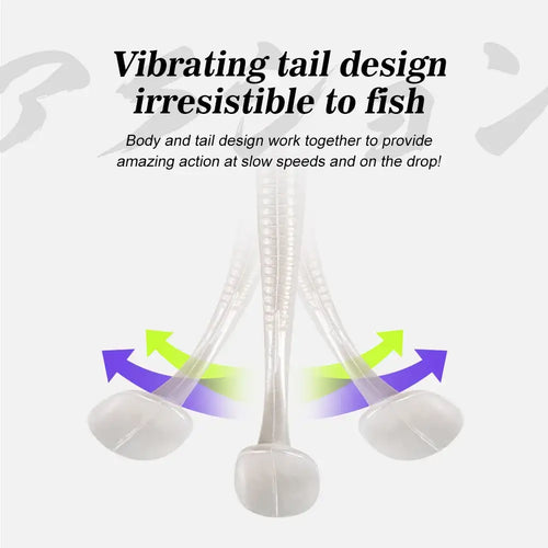 Noeby paddle tail shad swimbait with clear tail profile, white segmented body