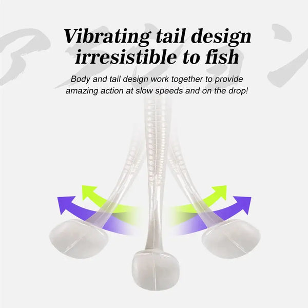 Noeby paddle tail shad swimbait with clear tail profile, white segmented body