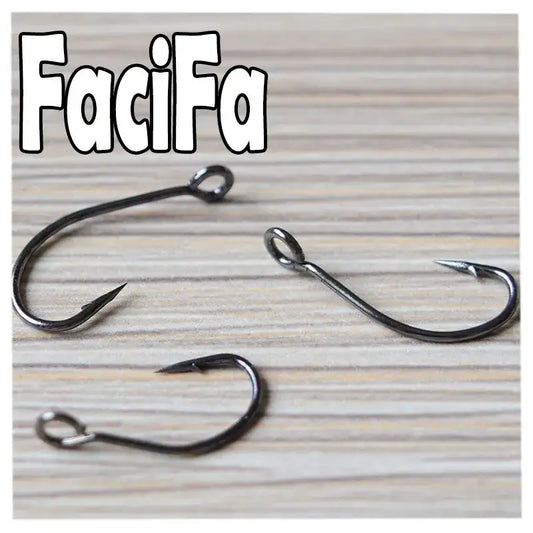 Crank fishing hooks, barbed single hooks with dark metal finish (3 shown)