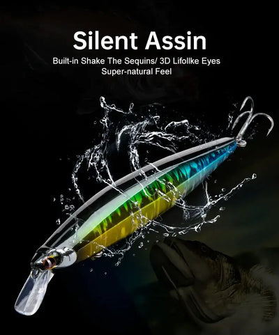 LEYDUN Floating Sea Bass Fishing Lures Baits 130mm 20g Minnow Lures with Flash Blade Hard Lure Good Action Wobblers Tackle Pike -  - Cast N Go