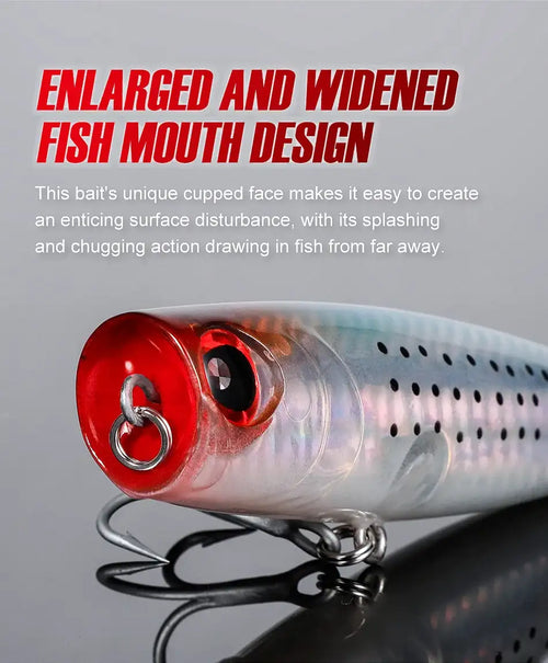 Noeby 105mm 24g Topwater Popper Fishing Lures Wobblers Long Casting Artificial Hard Baits Saltwater Freshwater Fishing Lures -  - Cast N Go