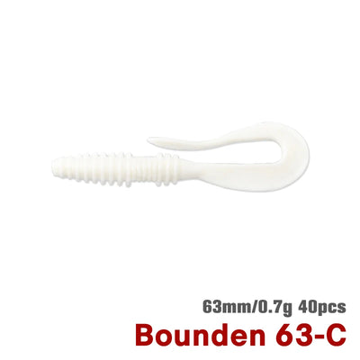 63mm soft plastic worm lure, solid white with segmented tail