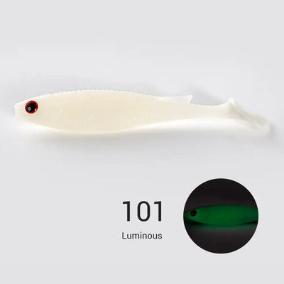 Noeby paddle tail shad swimbait NW101 Luminous, pale cream body with red eye