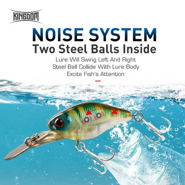 Gold-green crankbait minnow lure with red eye and multiple treble hooks.