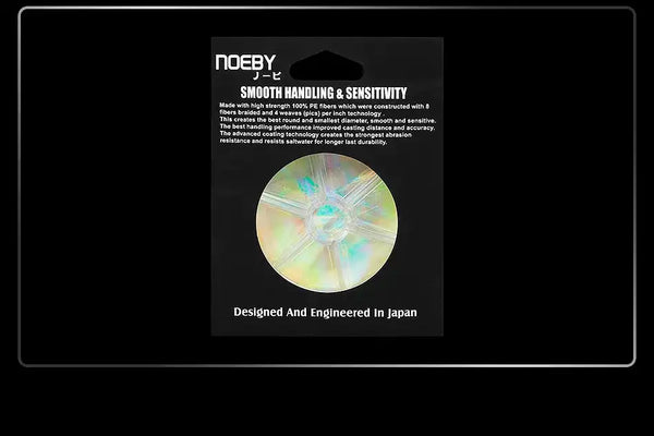 NOEBY PE braided fishing line packaging card with iridescent line graphic