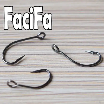 Crank fishing hook, barbed single hook with dark metal finish (3 hooks shown)