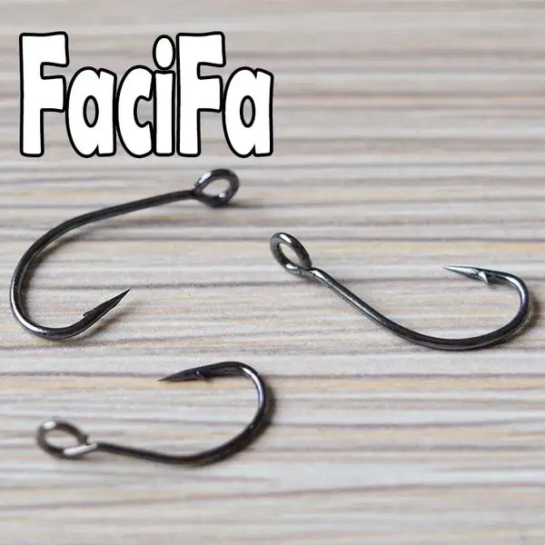 Crank fishing hook, barbed single hook with dark metal finish (3 hooks shown)