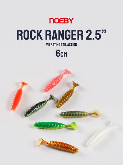 Set of ribbed silicone swimbait lures in assorted colors with soft paddle tails