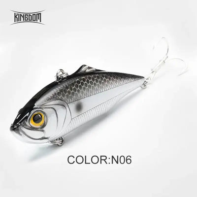 Fishing lure, silver with black scale pattern, yellow eye, treble hooks, Color:N06
