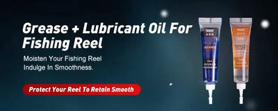 Fishing reel grease and lubricant oil tubes with squeeze applicators