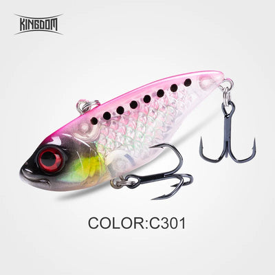 Fishing crankbait lure in pink and clear with yellow-green belly, iridescent scales, two hooks