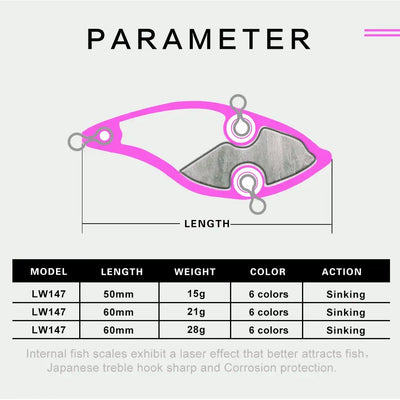 Spinner lure size diagram showing length and three attachment rings.