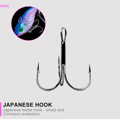 Spinner fishing lure hook set with three treble hooks and corrosion-protected style.