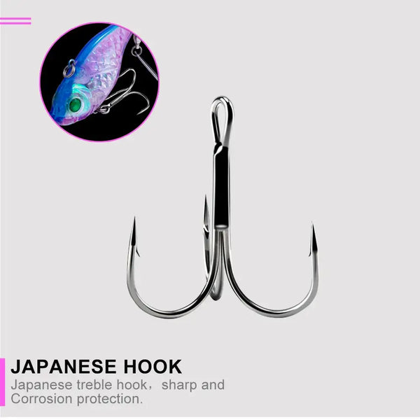 Spinner fishing lure hook set with three treble hooks and corrosion-protected style.