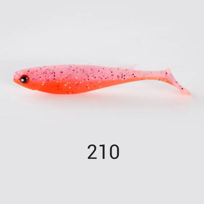 Noeby paddle tail shad swimbait NW210, pink-orange speckled body with orange tail