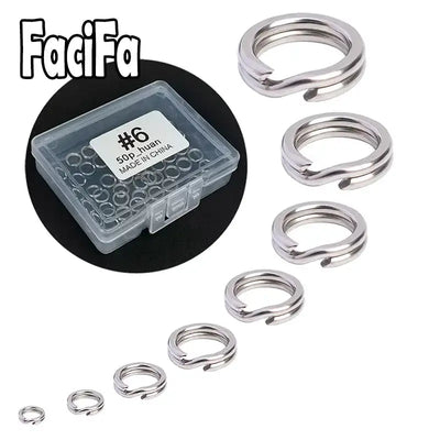 Stainless steel double oval split rings with small clear storage box
